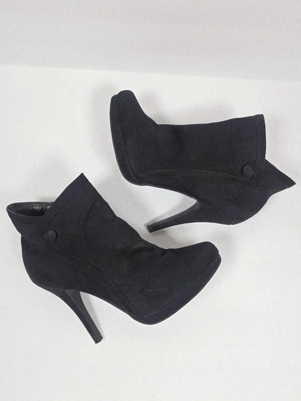 Limelight Black Suede Platform Stiletto Ankle Boots Side Zip Heeled Booties 38